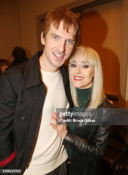 Dan Stevens and Tracie Bennett pose at a photo call during a media day for the new play "The Hangmen" on Broadway at The Westin Hotel on February 25,...