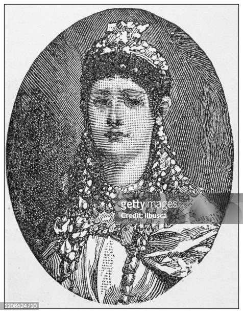 antique illustration of important people of the past: zenobia, queen of palmyra - palmera stock illustrations