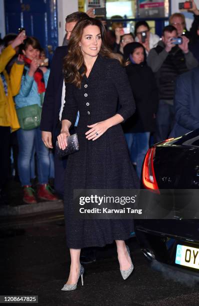 Catherine, Duchess of Cambridge, accompanied by Prince William, Duke of Cambridge attends a charity performance of "Dear Evan Hansen" in aid of The...