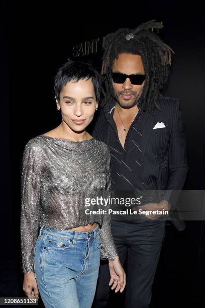 Zoe Kravitz and Lenny Kravitz attend the Saint Laurent show as part of the Paris Fashion Week Womenswear Fall/Winter 2020/2021 on February 25, 2020...