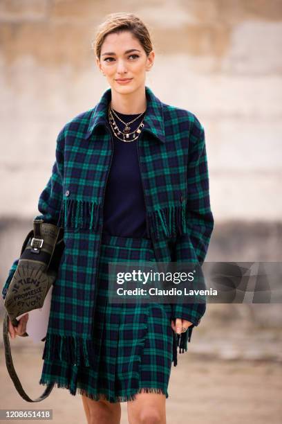 Sofia Sanchez de Betak is seen outside Dior fashion show on February 25, 2020 in Paris, France.