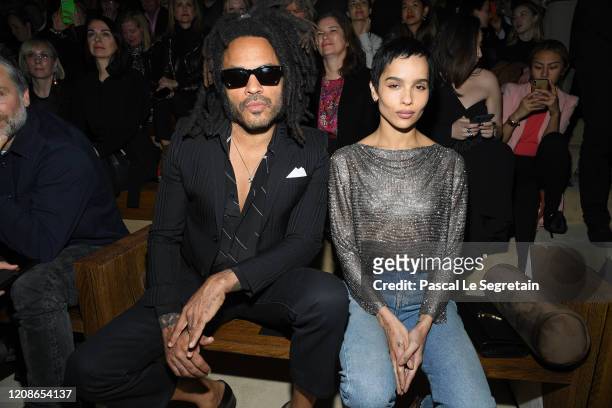 Lenny Kravitz and Zoe Kravitz attend the Saint Laurent show as part of the Paris Fashion Week Womenswear Fall/Winter 2020/2021 on February 25, 2020...