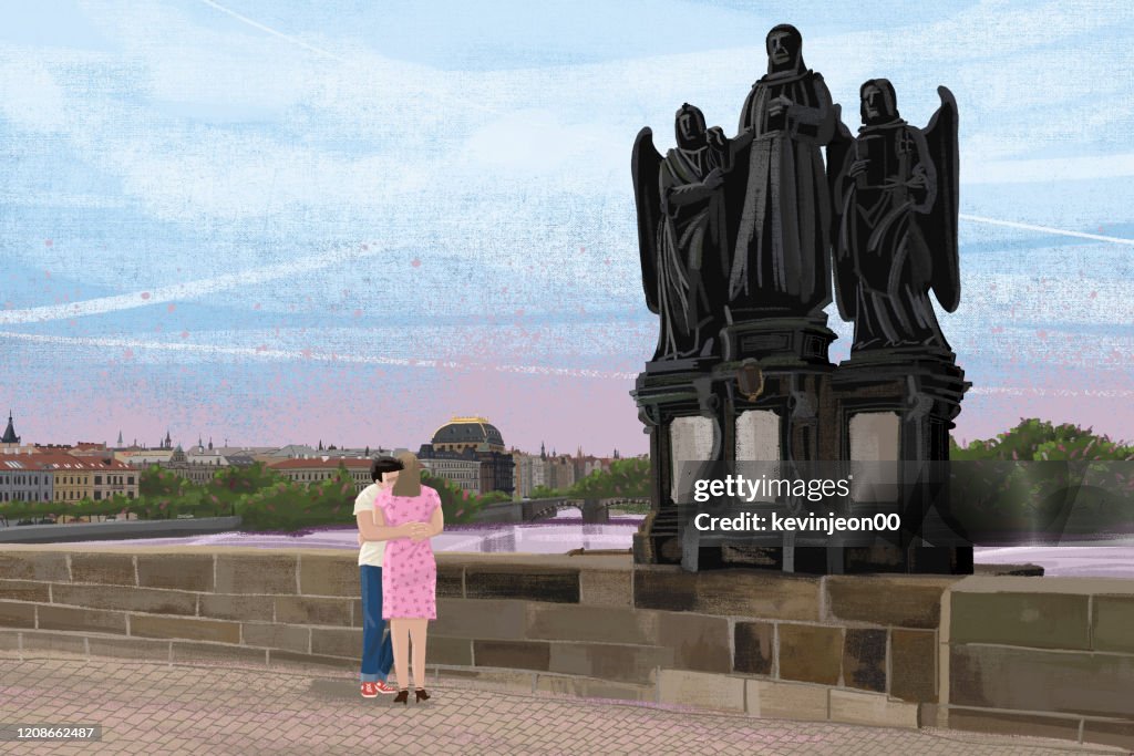 Charles bridge and the skyline of Prague, Czech Republic