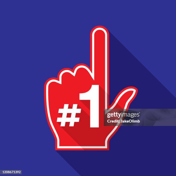 number one hand icon flat - pep rally stock illustrations