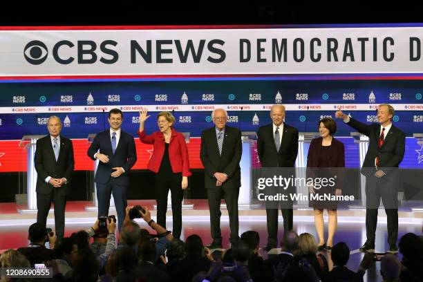 Democratic presidential candidates former New York City Mayor Mike Bloomberg, former South Bend, Indiana Mayor Pete Buttigieg, Sen. Elizabeth Warren...