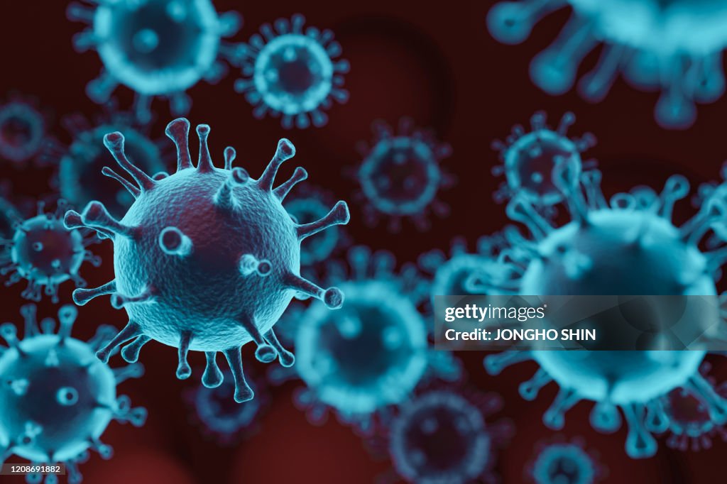 Pathogenic viruses causing infection in host organism , Viral disease outbreak , 3d illustration