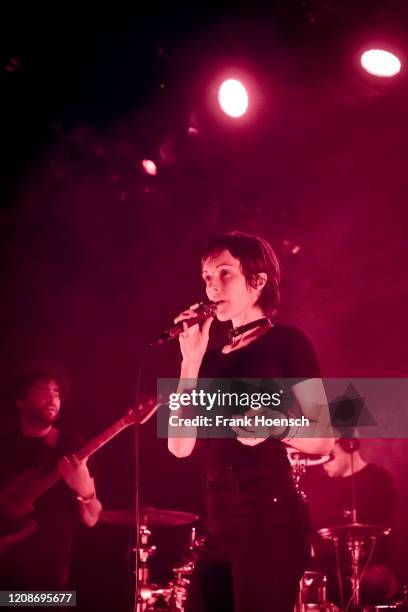 Singer Channy Leaneagh of the American band Polica performs live on stage during a concert at the Columbia Theater on February 25, 2020 in Berlin,...