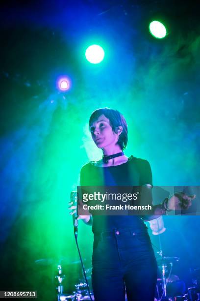 Singer Channy Leaneagh of the American band Polica performs live on stage during a concert at the Columbia Theater on February 25, 2020 in Berlin,...