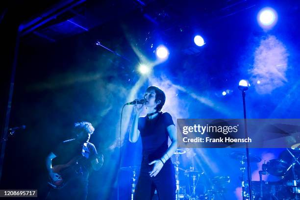 Singer Channy Leaneagh of the American band Polica performs live on stage during a concert at the Columbia Theater on February 25, 2020 in Berlin,...