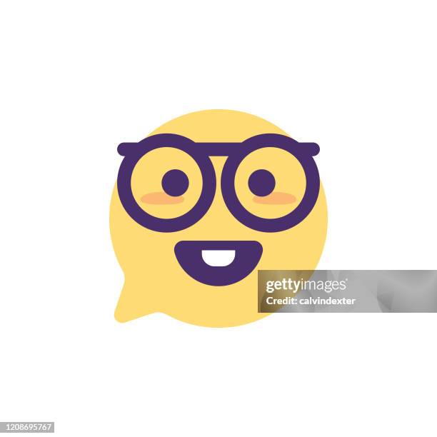 emoticon on speech tought bubble icon design - geek stock illustrations