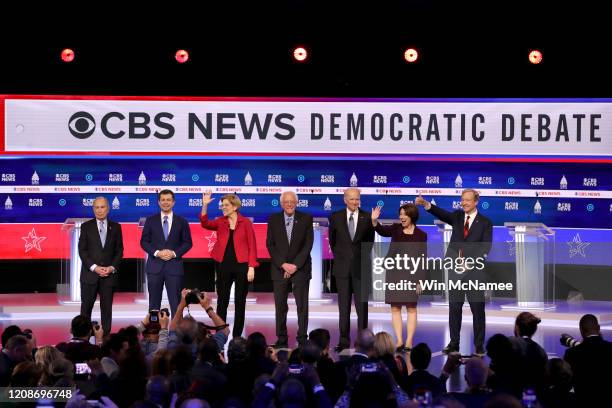 Democratic presidential candidates former New York City Mayor Mike Bloomberg, former South Bend, Indiana Mayor Pete Buttigieg, Sen. Elizabeth Warren...