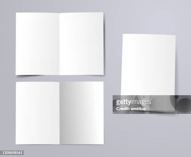 blank a4 folded paper - template stock illustrations