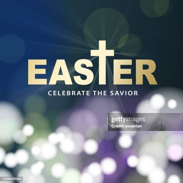 復活節閃閃發光的燈光背景 - easter cross 幅插畫檔、美工圖案、卡通及圖標