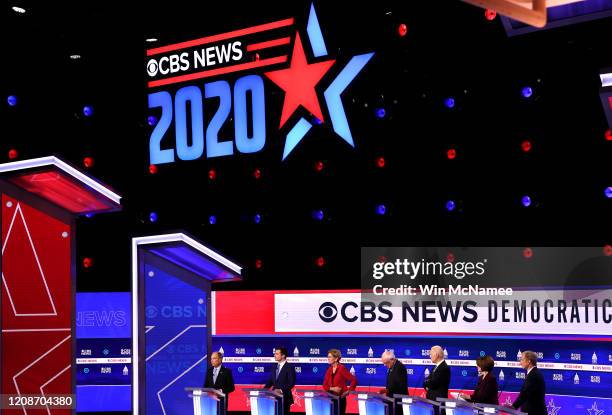 Democratic presidential candidates former New York City Mayor Mike Bloomberg, former South Bend, Indiana Mayor Pete Buttigieg, Sen. Elizabeth Warren...