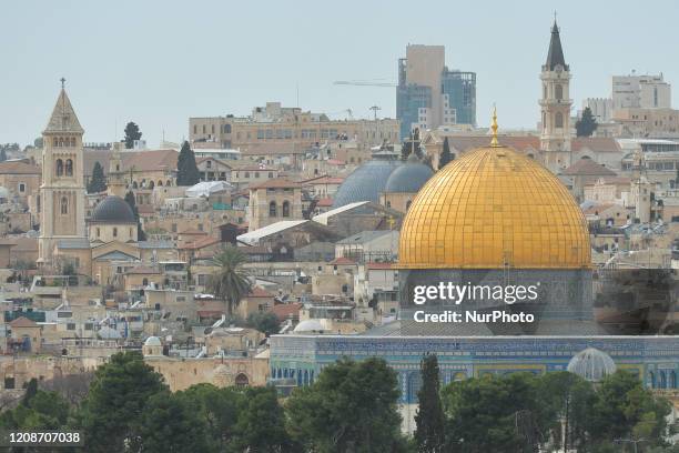 View of Jerusalem Old City with the Church of the Holy Sepulchre partially covered by the Dome of the Rock. On Wednesday, March 11 in Jerusalem,...