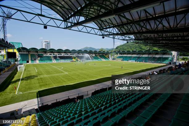This undated picture taken in the year 2016 shows the stadium of seven-time Slovakian football league champions MSK Zilina in Zilina, Slovakia. - MSK...