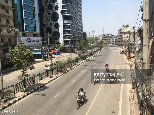 Motijheel, known as the busiest place in Dhaka looking almost empty because of COVID-19 emergency in Bangladesh. Till now total 49 people have been...