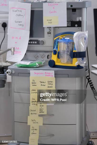 Medical equipment is labelled and prepared for use by NHS staff at the ExCel centre which is being made into the temporary NHS Nightingale hospital,...