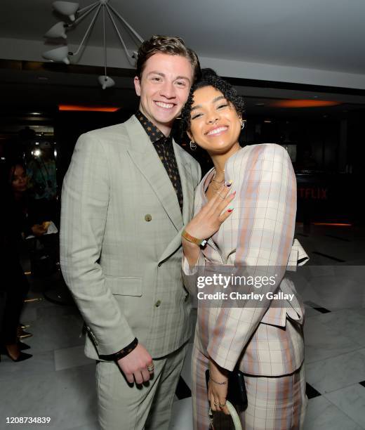 Richard Ellis and Sofia Bryant attend the premiere of Netflix's "I Am Not Okay With This" at The London West Hollywood on February 25, 2020 in West...