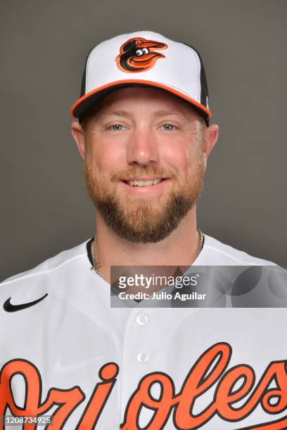 Bryan Holaday of the Baltimore Orioles poses during Photo Day at Ed Smith Stadium on February 18, 2020 in Sarasota, Florida.