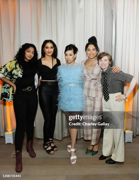 Maitreyi Ramakrishnan, Lee Rodriguez, Ramona Young, Sofia Bryant, and Sophia Lillis attend the premiere of Netflix's "I AM NOT OKAY WITH THIS" at The...