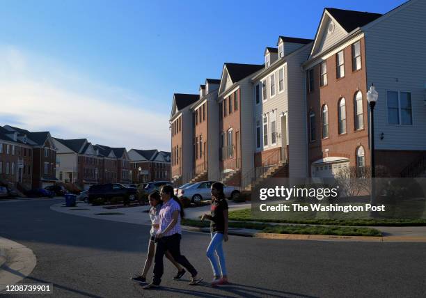 Town houses long Bald Eagle Terrace; part of the South Riding community in Chantilly, VA on March 26, 2020 .