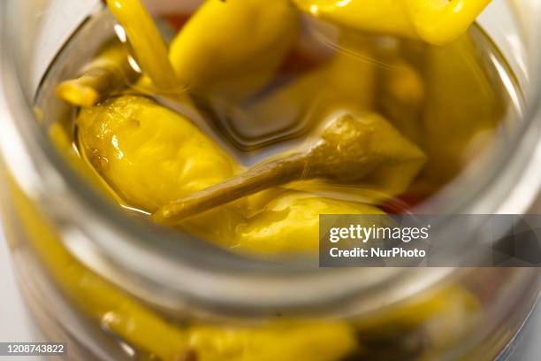 Red and yellow chilli peppers produced in Greece sold at the Portuguese Biedronka supermarktets across Poland are seen in Warsaw, Poland on March 31,...