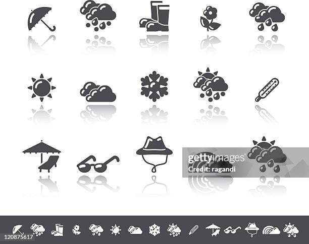 weather icons | simple grey - rain hat stock illustrations