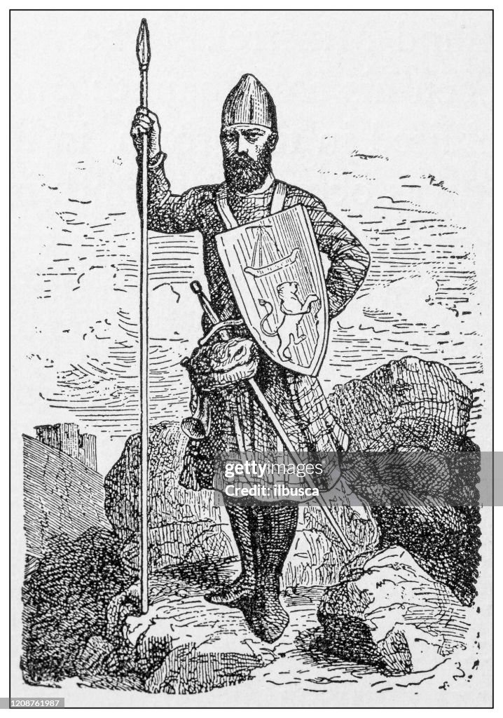 Antique illustration of important people of the past: Sir William Wallace