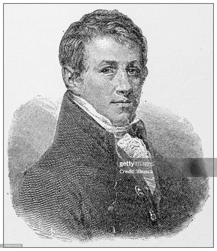Antique illustration of important people of the past: Sir Humphry Davy