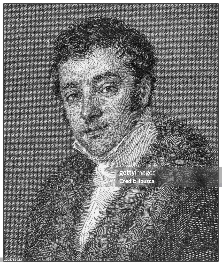 Antique illustration of important people of the past: Washington Irving