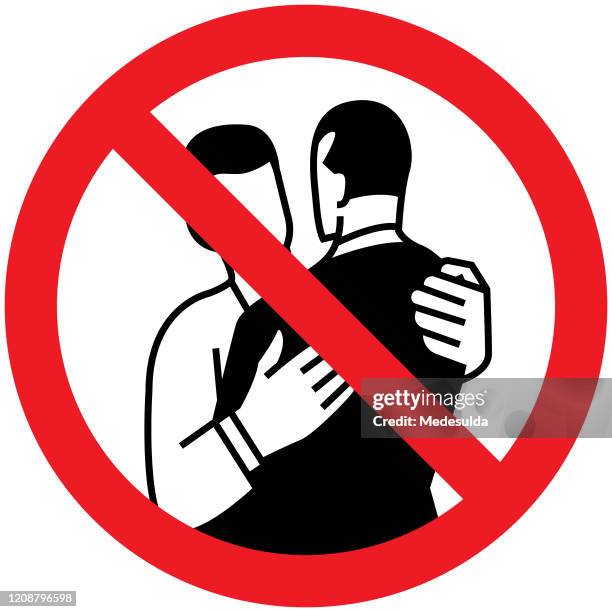 do not hug - sars virus stock illustrations