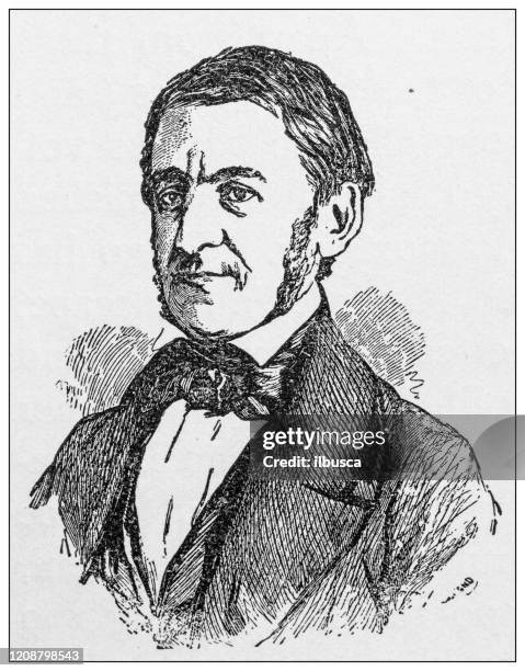 Antik Illustration Av Viktiga Mnniskor I Det Frflutna Ralph Waldo Emerson, Bildbanksbilder