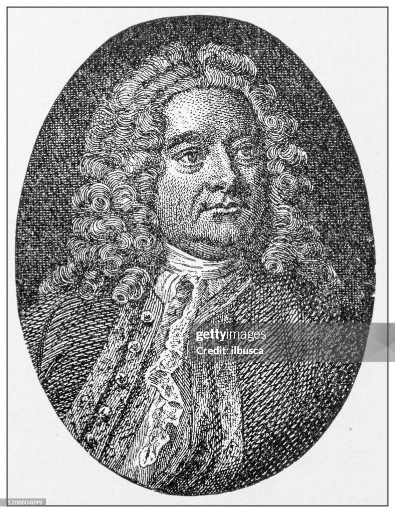 Ilustración antigua de personas importantes del pasado: Handel