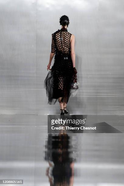 Model walks the runway during the Maison Margiela show as part of the Paris Fashion Week Womenswear Fall/Winter 2020/2021 on February 26, 2020 in...