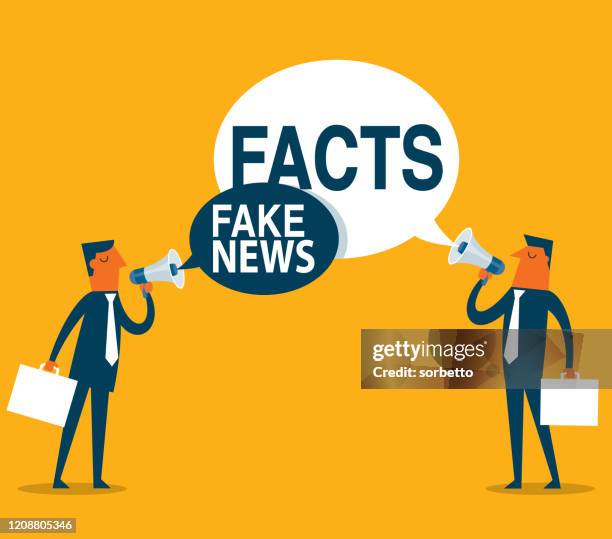 facts versus fake news - versus stock illustrations