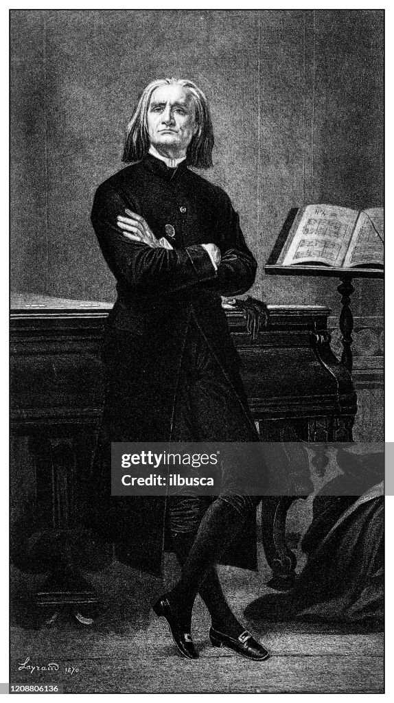 Ilustração antiga de pessoas importantes do passado: Franz Liszt