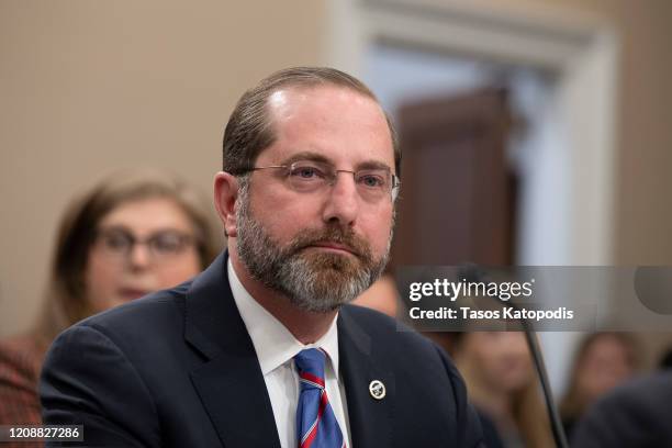 United States Secretary of Health and Human Services Alex Azar testifies before the House Appropriations Committee on February 26, 2020 in...