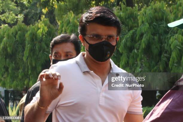 President and former India skipper Sourav Ganguly wearing a mask at Belur Math on April 01,2020 in Howrah District,West Bengal,India. BCCI President...