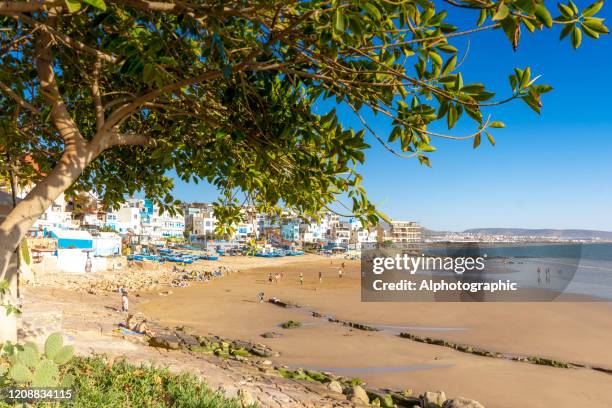 the beach at taghazout, morocco - agadir stock pictures, royalty-free photos & images