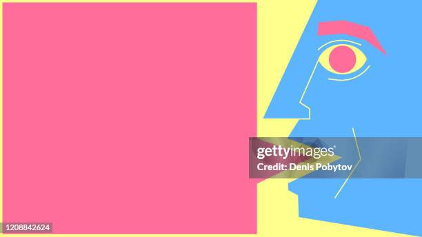 modern minimalistic illustration - talking face. - multiple languages stock illustrations