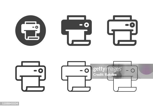 printout icons - multi series - offset printing machine clip art stock illustrations