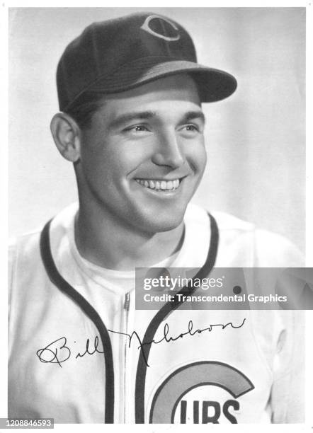 Studio portrait of American baseball player Bill Nicholson , of the Chicago Cubs, Chicago, Illinois, 1943.