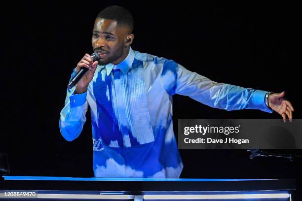 Dave performs live on stage during The BRIT Awards 2020 at The O2 Arena on February 18, 2020 in London, England.