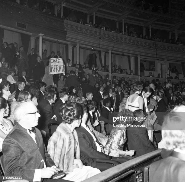 Miss World 1970 Competition at the Royal Albert Hall, London, is disrupted by members of the Women's Liberation Movement, Friday 20th November 1970.