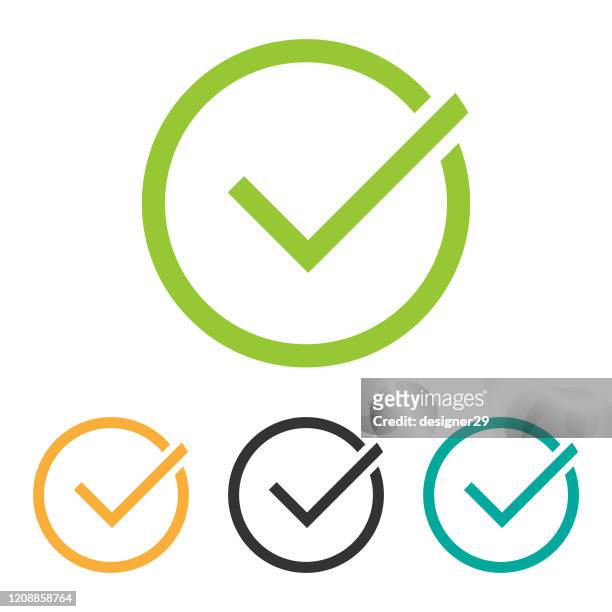 tick and approved multicolor icon on white background. - billing accuracy stock illustrations