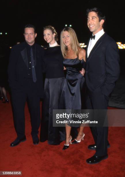David Schwimmer, Lisa Kudrow, Jennifer Aniston and Matthew Perry of the television show "Friends" on the red carpet for the People's Choice Awards on...