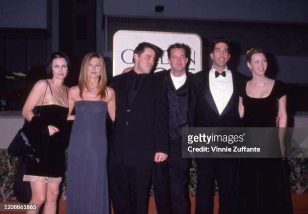 Courteney Cox, Jennifer Aniston, Matt LeBlanc, Matthew Perry, David Schwimmer and Lisa Kudrow of the television show "Friends" on the red carpet for...