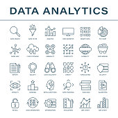 Data Analytics Line Icons - Vector