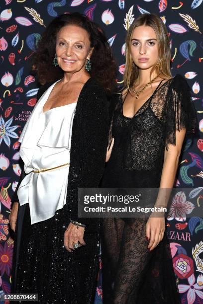 Diane von Furstenberg and Talita von Furstenberg attend the Harper's Bazaar Exhibition as part of the Paris Fashion Week Womenswear Fall/Winter...
